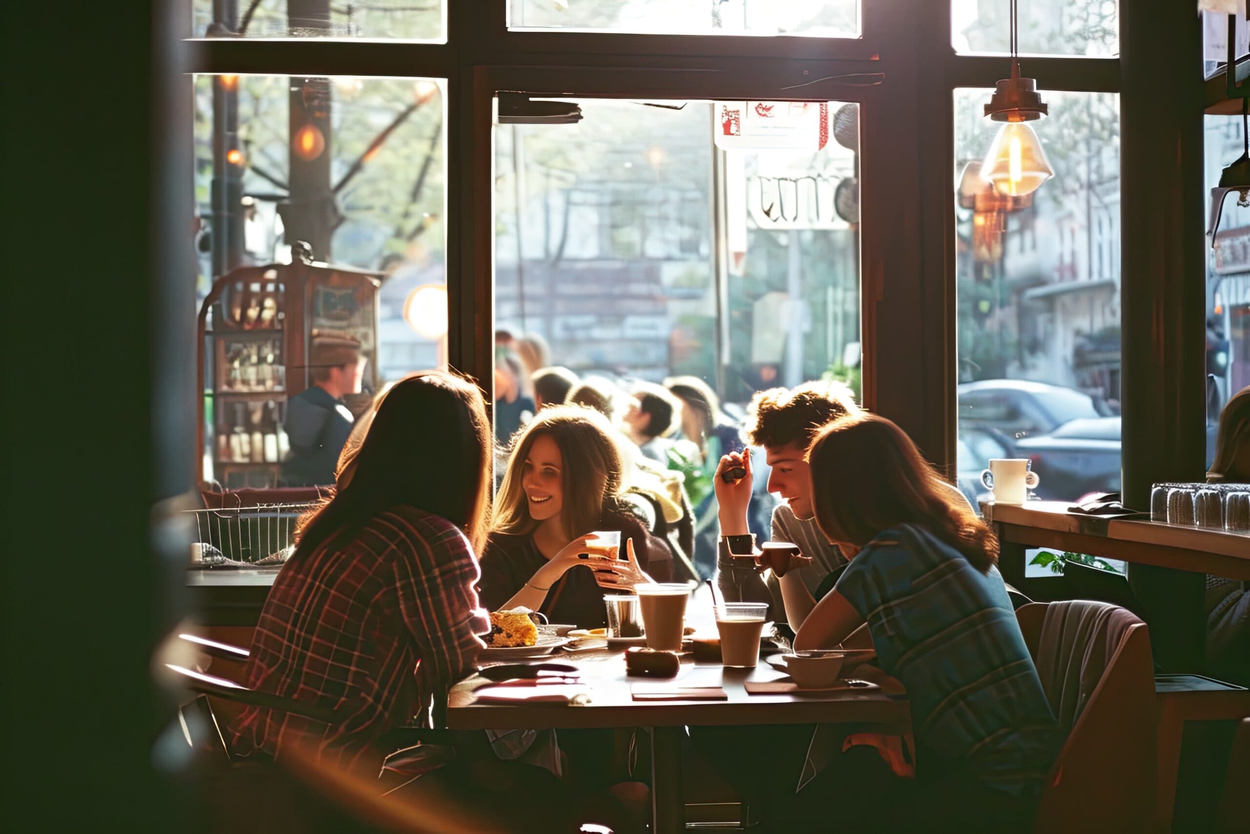 authenticity of friends enjoying each other's company at a coffee shop