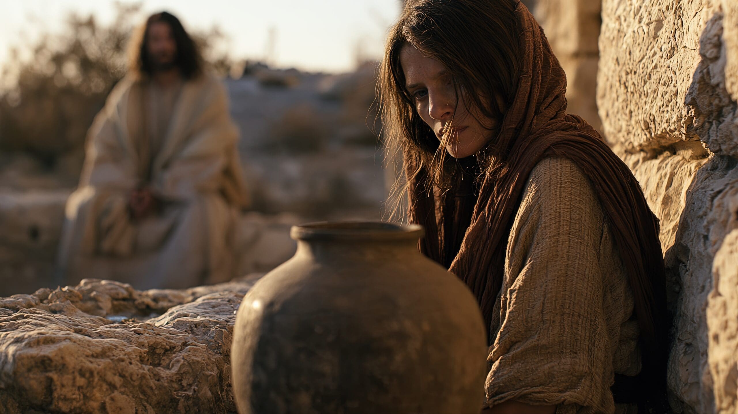Samaritan Woman at the Well Listening to Jesus